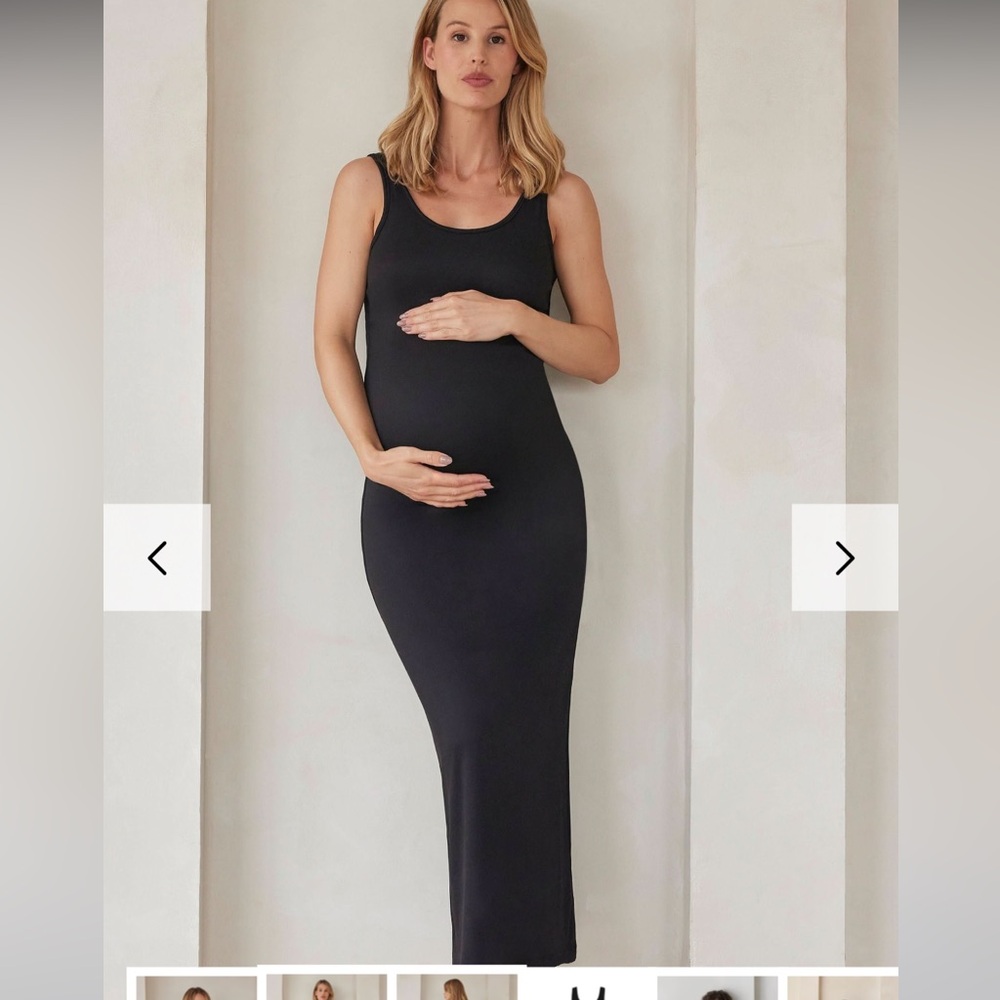 Black Bump Suit sleeveless long dress; Medium like new maternity
